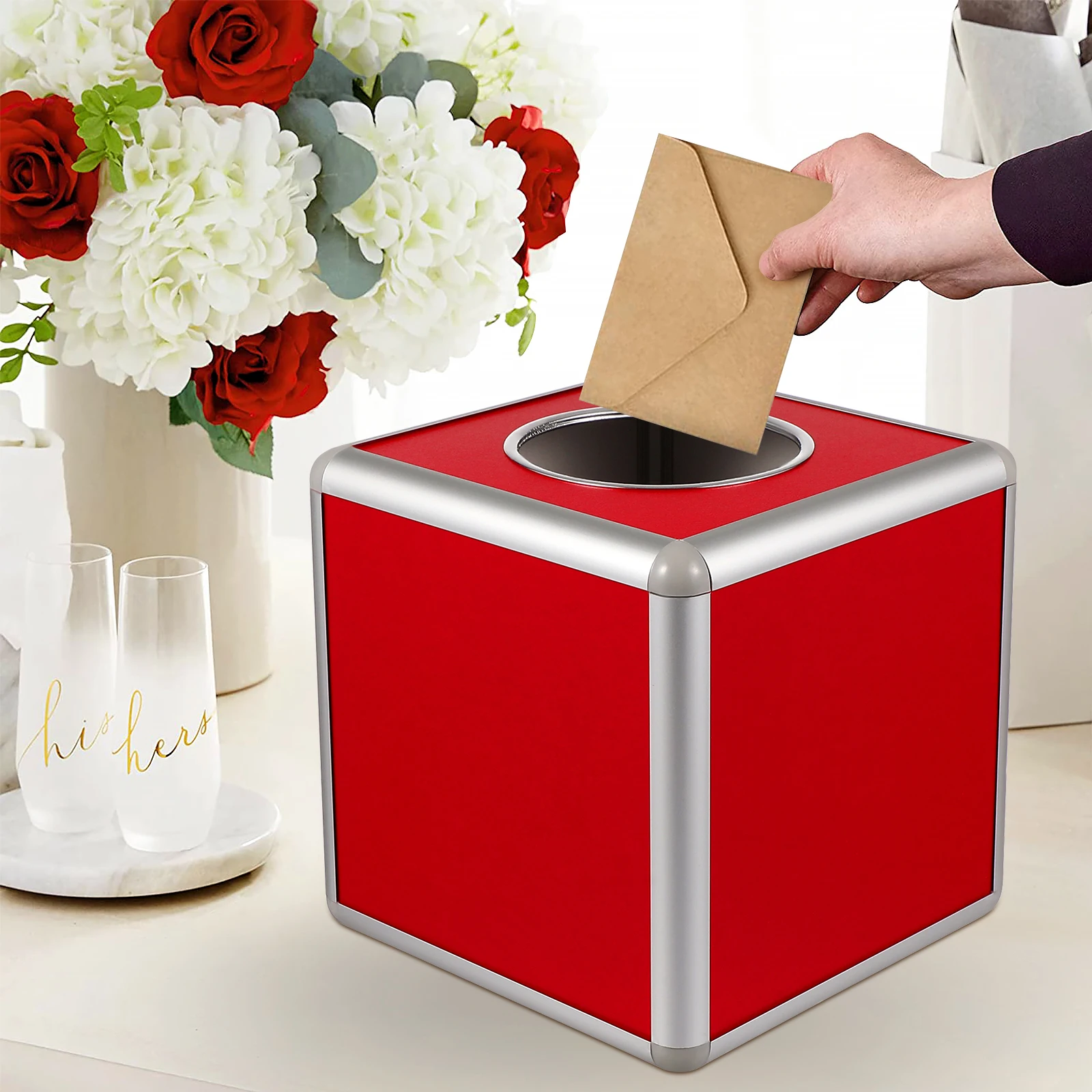 

Lottery Box Small Ticket Tumbler for Raffle Container Tickets Red Drawing Bin Miss