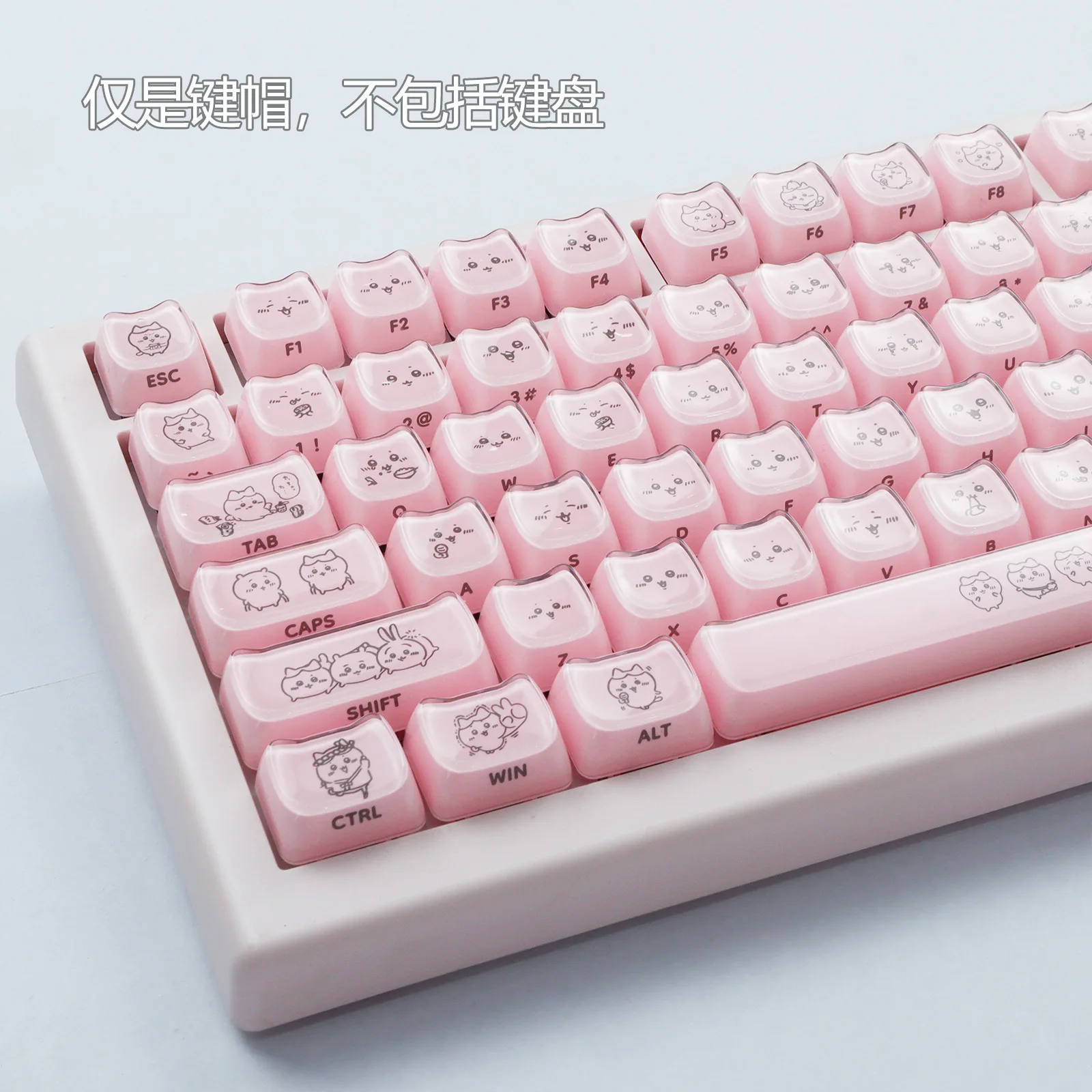 MAO Height Cat Head Jelly 2.0 Crystal Keycaps Front Printed & Side Printed Legends Non-backlit PC Jelly Keycaps