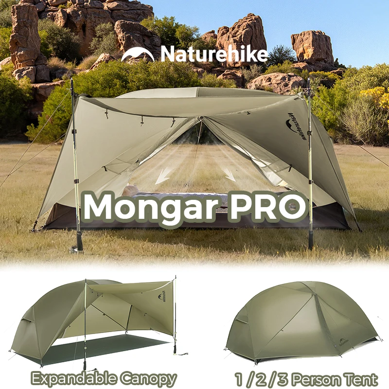 Naturehike Mongar Tent PRO/UL/BASE 1 2 3 Person Expandable Canopy