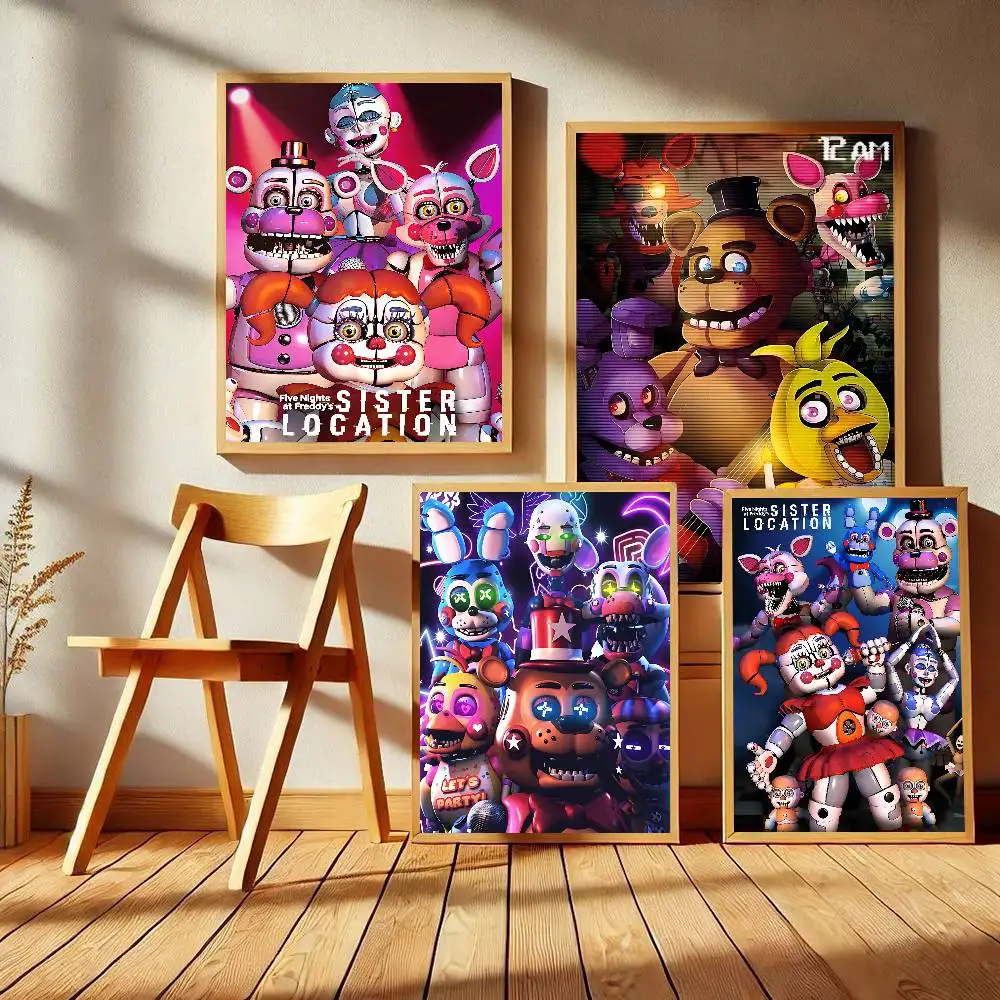 ألعاب إثارة F-Freddys خمس ليال ملصقات عتيقة ورق أبيض لاصق يطبع ملصقات عمل فني ملصقات جدار #2