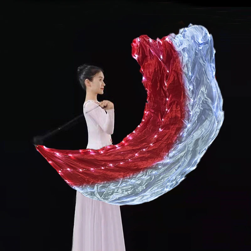 1 قطعة LED الملونة متوهجة الحرير رياضة الشريط مضيئة الحرير بوي سلسلة الكرة للنساء الرقص الشرقي أداء الدعائم #2