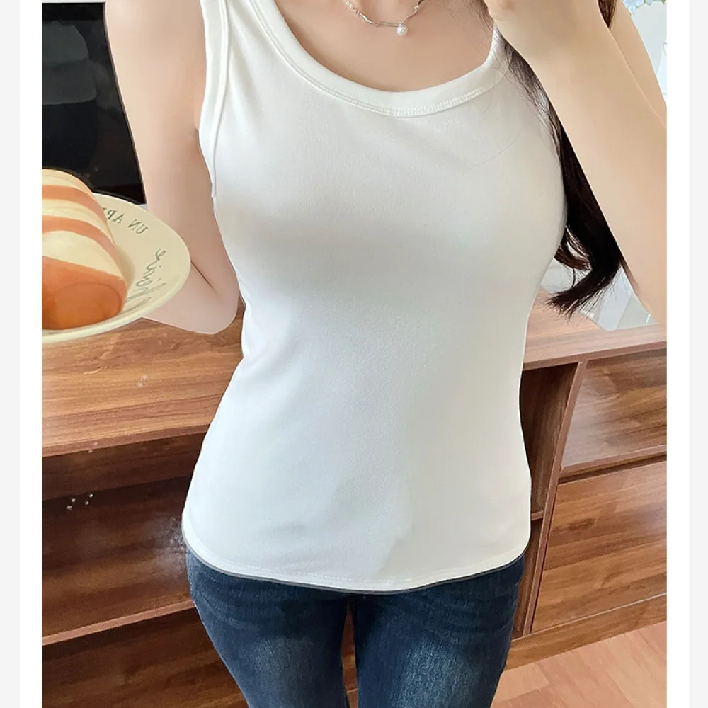 Thermal Underwear Vest For Shijieli Women Winter Warm Brushed Sleeveless Top Shapewear Slim Body Control Elastic Soft Undershirt