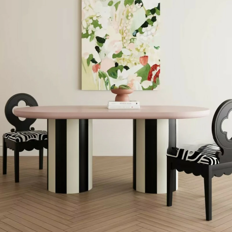 Oval solid wood dining table for home used designer dining table creative fashion negotiation table