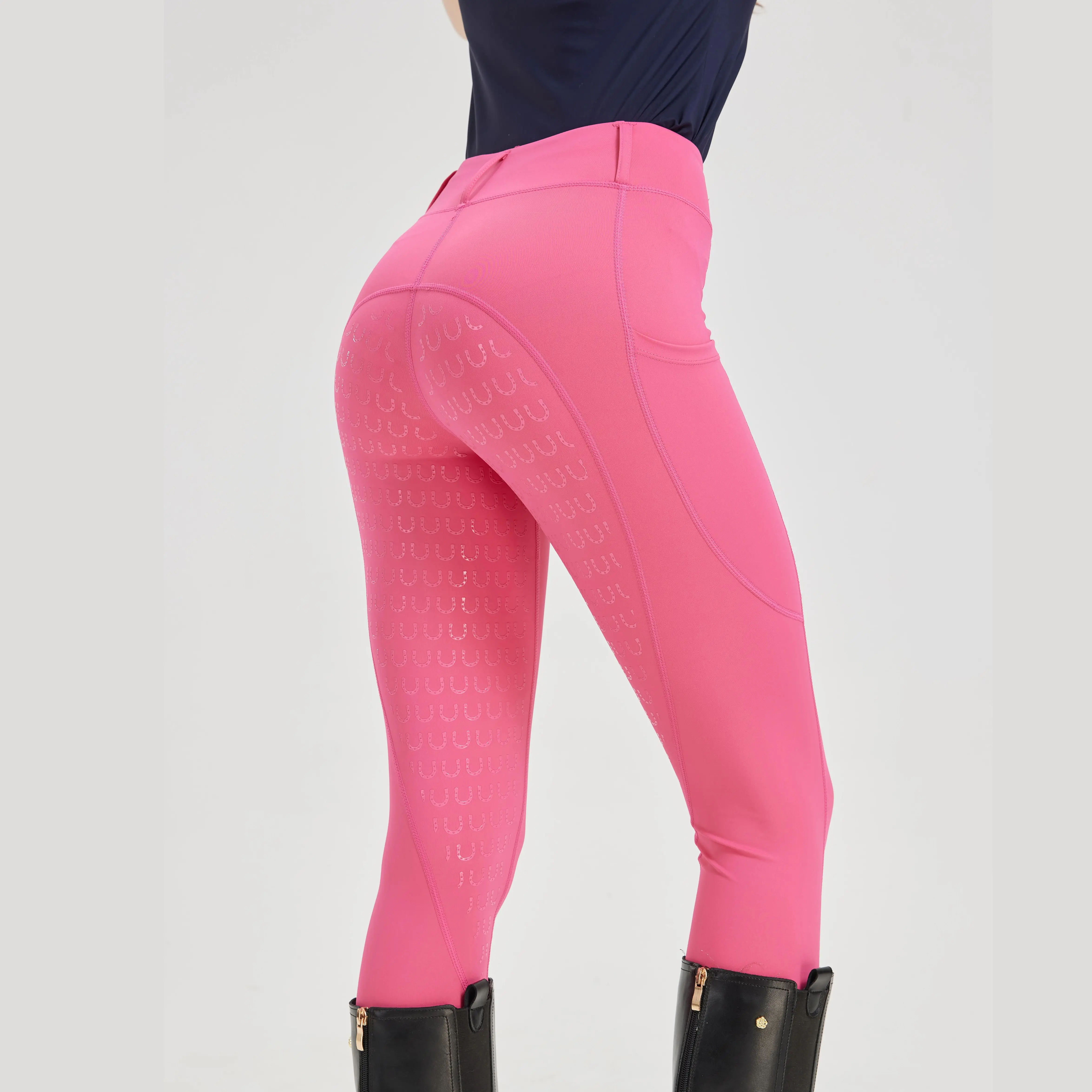 Spring and summer riding pants women's knitted high-stretch, slim-fitting silicone riding pants tight riding pants breathable we