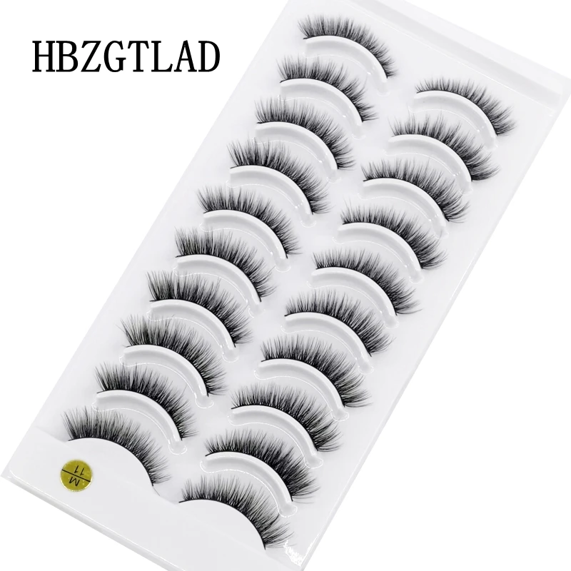 HBZGTLAD 10 Paar künstliche Nerz-Falsche Wimpern, natürliches langes Make-up, 3D-Nerzwimpern, Verlängerungswimpern, kurze Nerzwimpern für Schönheit – Detail 12