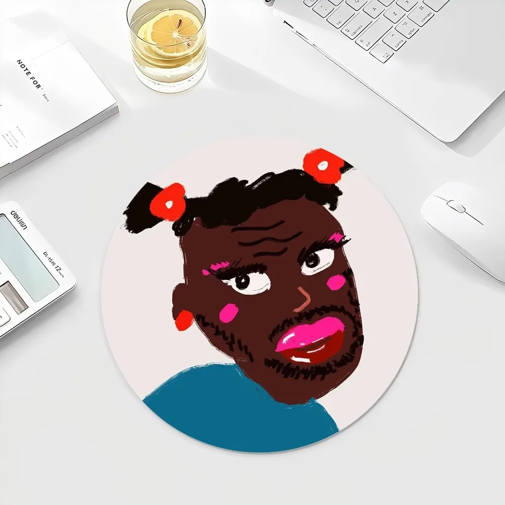 Funny ugly face art Mousepad INS Tide Round Keyboard Mat Table Mat Students Cabinet Gamer Desktop Mousepad Cup Mats Deskpad