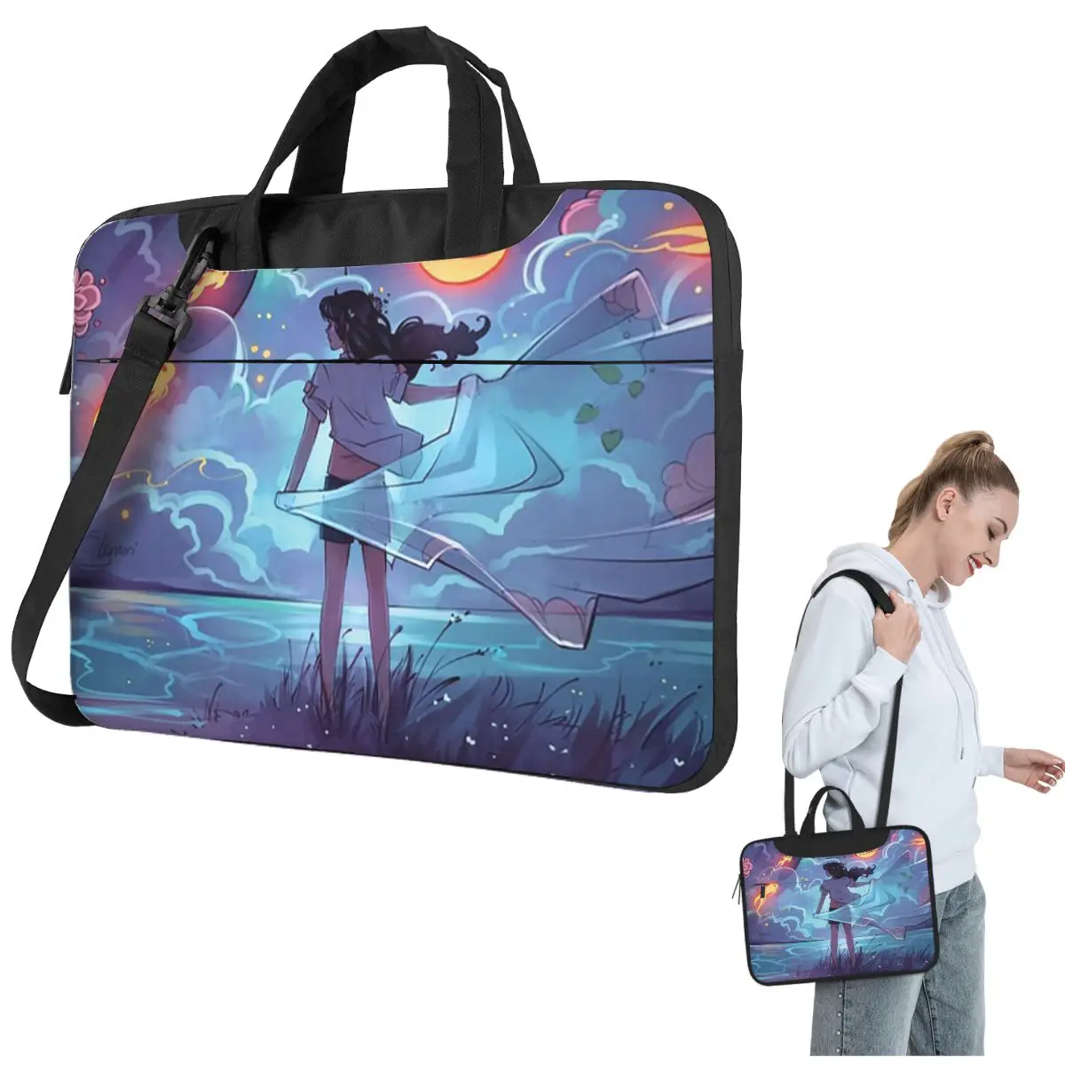 

Galaxies Crossbody Laptop Bag Case Computer Bag Resistant Protective Notebook Pouch for Lenovo