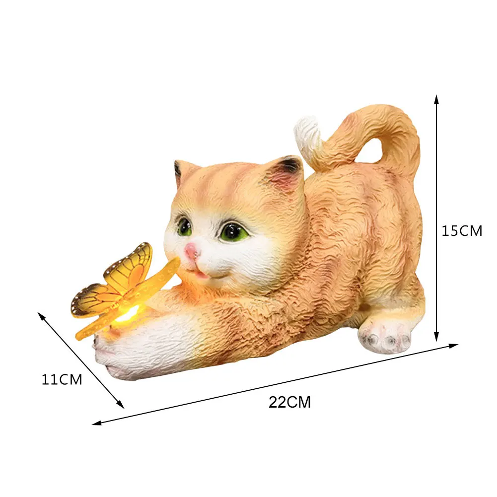 

Cat Solar Garden Statue Solar Cat Statues with Illuminated Butterfly Lawn Art Decoration Solar Garden Statue Cat Lawn Ornament