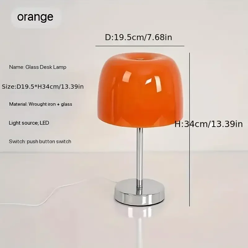 Korean Ins Bauhaus Retro Mushroom Glass Table Lamp LED Bedroom Bedside Table Lamp Home Decoration Atmosphere Lamp