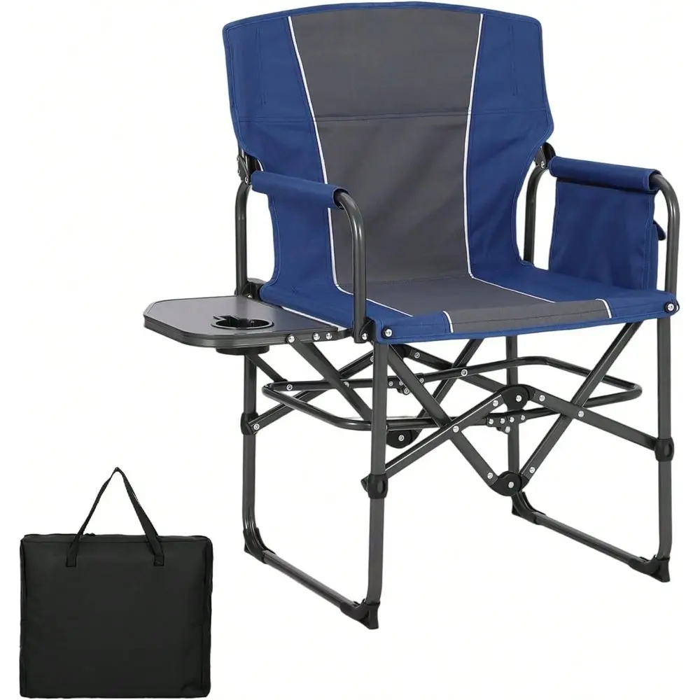 

Oversized Camping Director Chair With Side Table 330 Lbs Heavy Duty Portable Folding Chair With Detachable Side Pocket For Beac