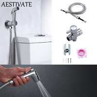 Handheld Toilet Bidet Faucet Sprayer Stainless Steel Bathroom Hand Bidet Spraye Set Toilet Self Cleaning Shower Head Chrome