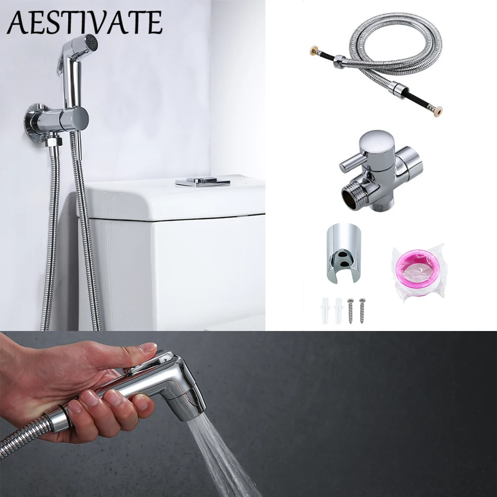 Handheld Toilet Bidet Faucet Sprayer Stainless Steel Bathroom Hand Bidet Bathroom Shattaf Valve Jet Set hygienic shower for ass