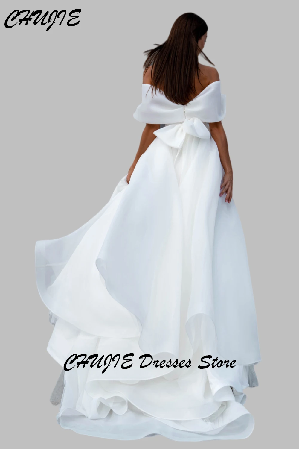 Fora do ombro branco organza vestido de casamento feminino uma linha plissado com fenda lateral plus size vestidos de noiva сudenдебное пла coi personalizado