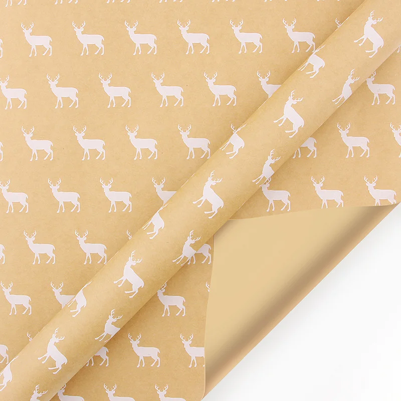 100cm Christmas Wrapping Paper Gift Packing Christmas Tree Snowflake Elk Pattern Craft Paper Home Decoration Party Supplies