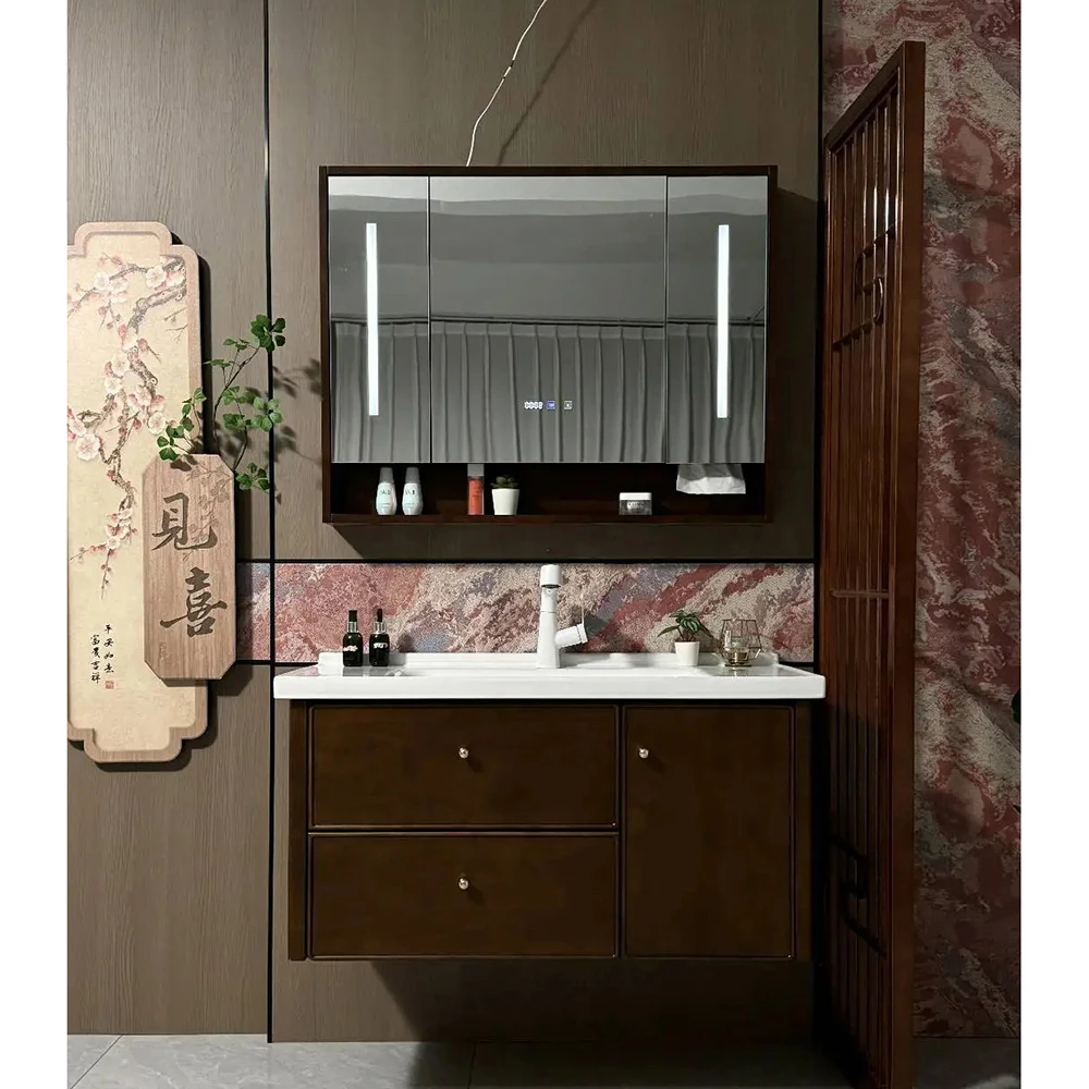 Mirrored Cabinet,Vintage Style Bathroom Vanity Bathroom Cabinet Waterproof Bathroom Storage Cabinet Mount Floating Wall Cabinet