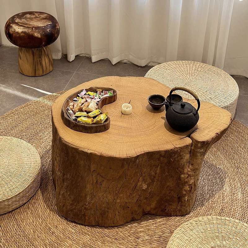 

Solid wood coffee table, living room furniture, special-shaped table, home stay, floor-to-ceiling short wooden pier, modern