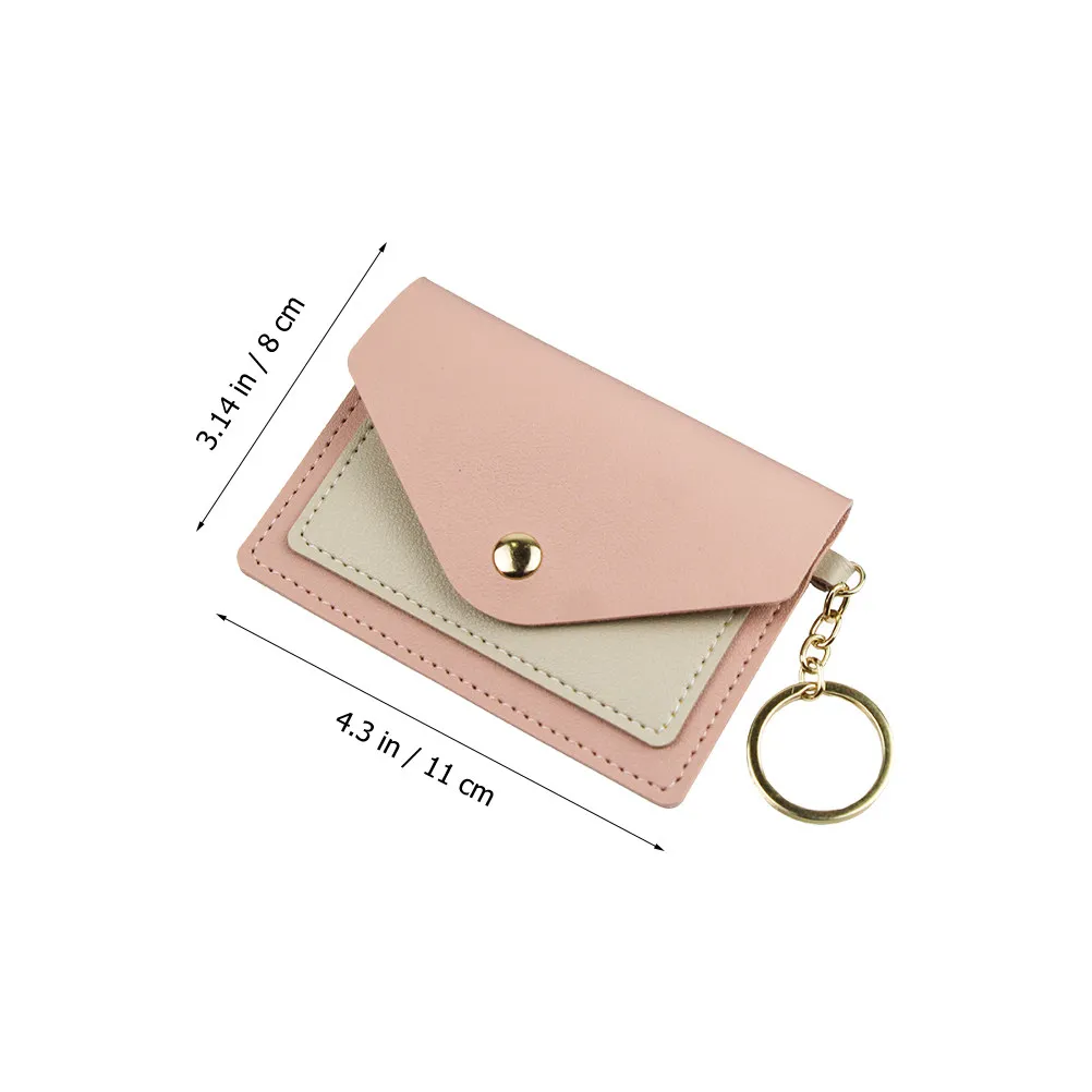 Candy Color Wallet Keychain Small Coin Purse for Women Credit Card Holder Card Case Daily Travel Shopping