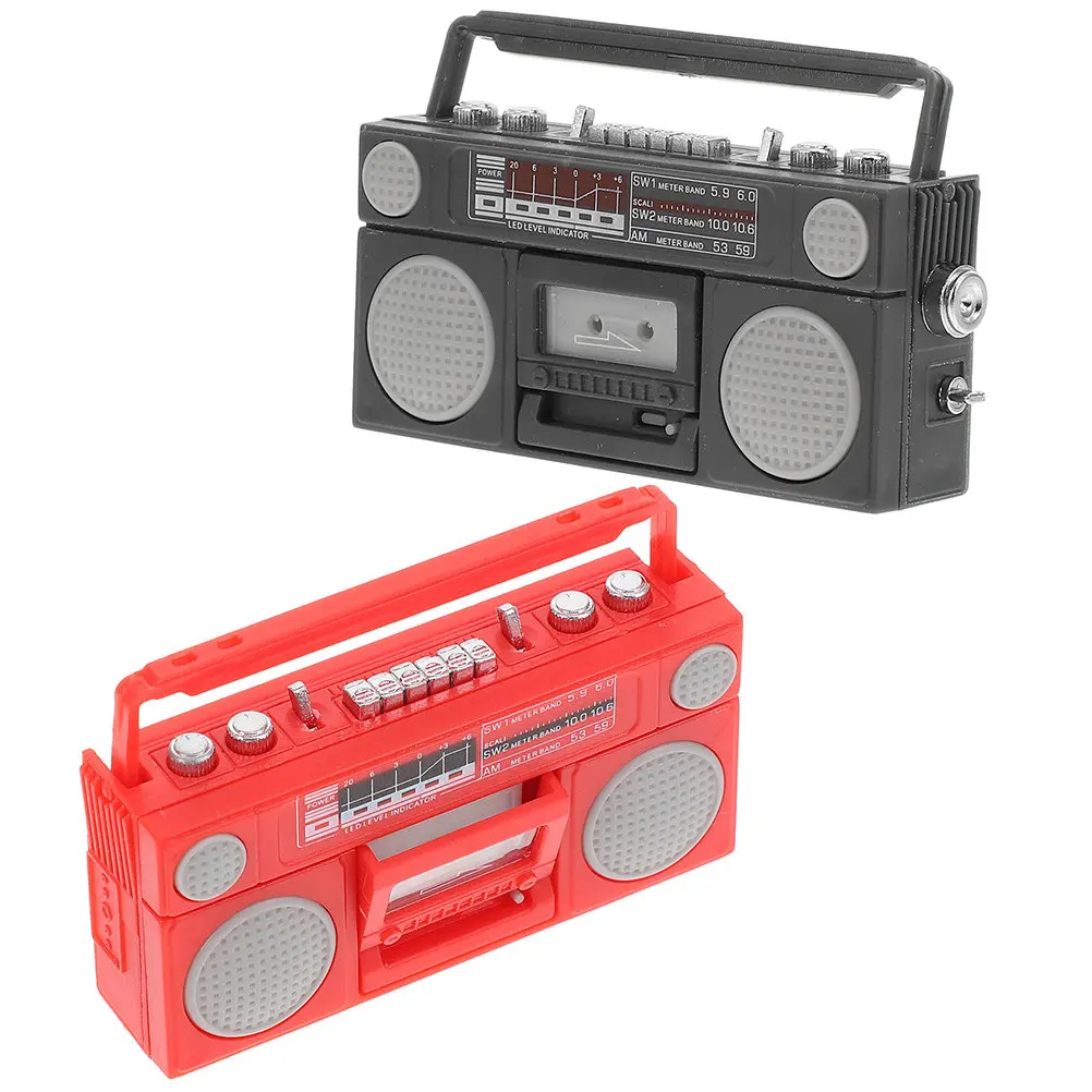 

2 шт. миниатюрных радиоприемников в ретро-стиле, винтажные, компактные, пластиковые, для декора дома, игрушечных домиков, поделок и сцен