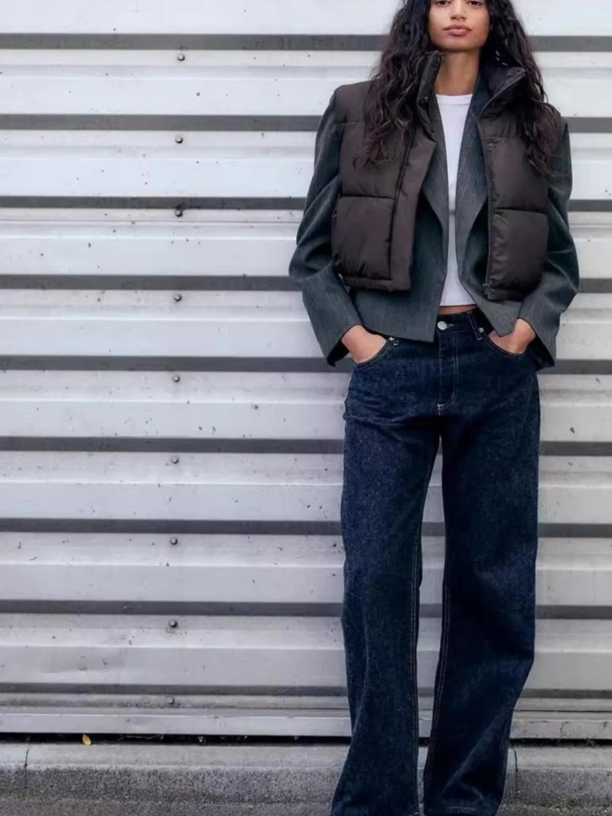 

New Autumn Winter Women's ort Svel Jaet Stand Collar Cotton Vest Outerwear Thermal Polyurethane Coated Fabric Vest