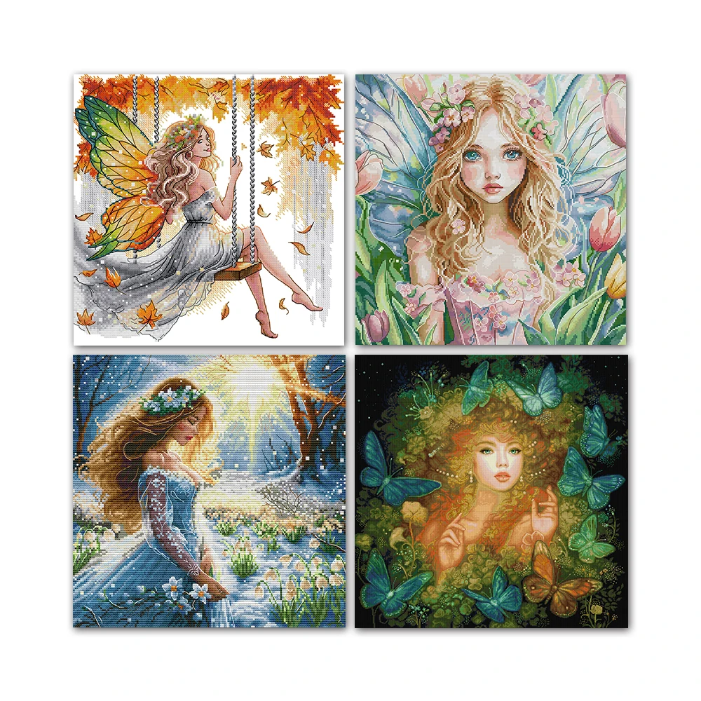 

Joy Sunday Качающаяся бабочка Снежная фея Бабочка Девушка Вышивка крестиком, счетный и штампованный домашний декор, KB298, RA700, RA724, RA754