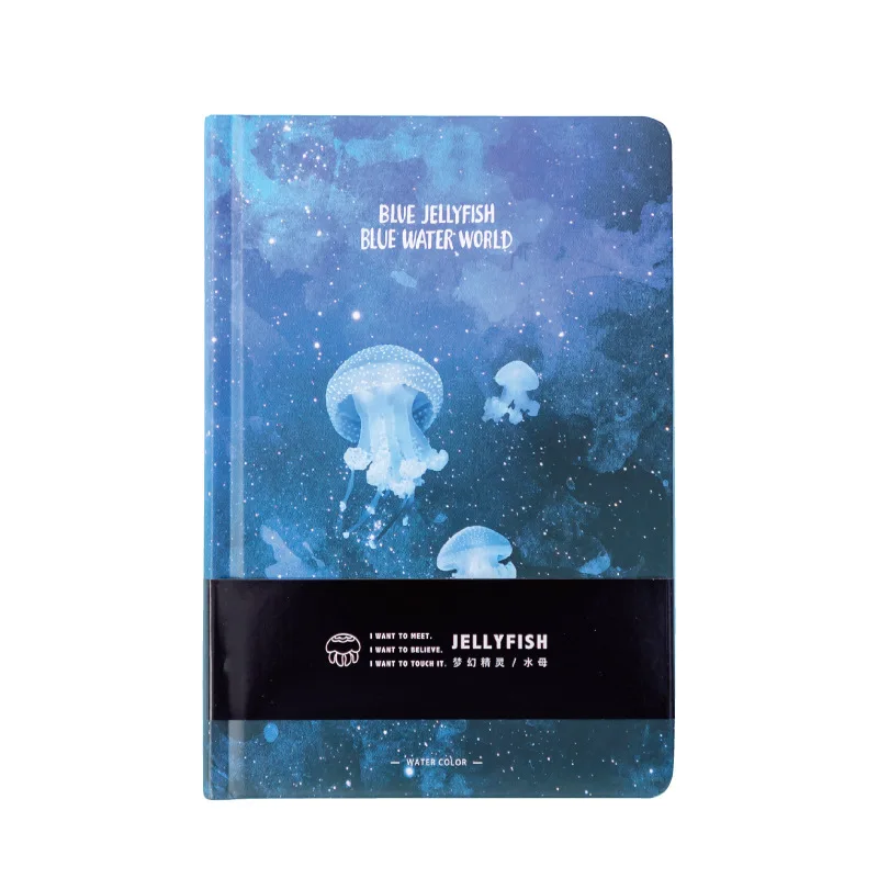 New Creative Blue Jellyfish Notebook A5 Blank Color Art Drawing Papers Journal Hard Cover Note Book Korean Stationery Gifts