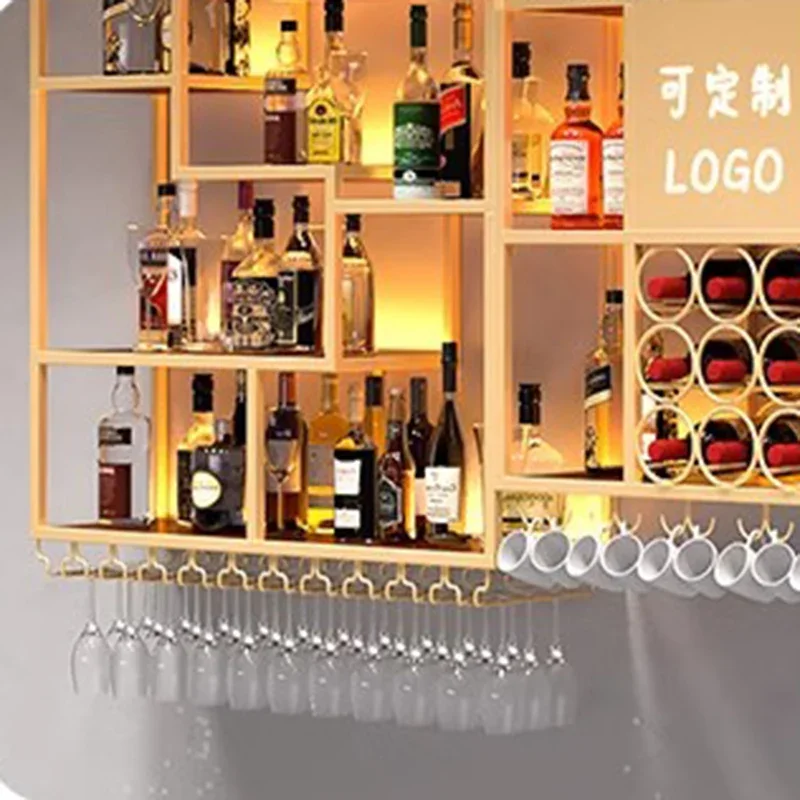 Armario nórdico abierto, barra colgante antigua, escaparate de whisky, sala de licor, estante de vino portátil, muebles de hierro para cocina completa