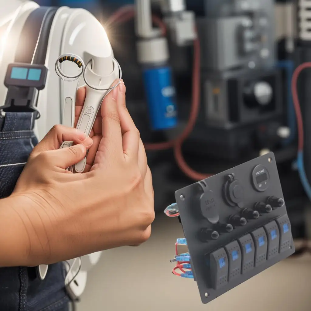 

6 Gang Marine Rocker Switch Panel Waterproof 12 Volt, Boat Toggle Switch Panel 12V Blue LED Lighted For Boat Car RV UTV With USB