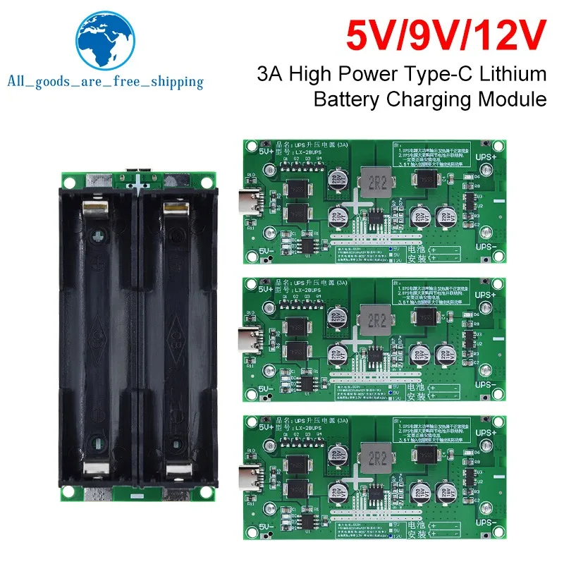 TZT-cargador de batería de litio tipo C, 15W, 3A, 18650, módulo de DC-DC, potenciador de carga rápida, fuente de alimentación/convertidor UPS, 5V,