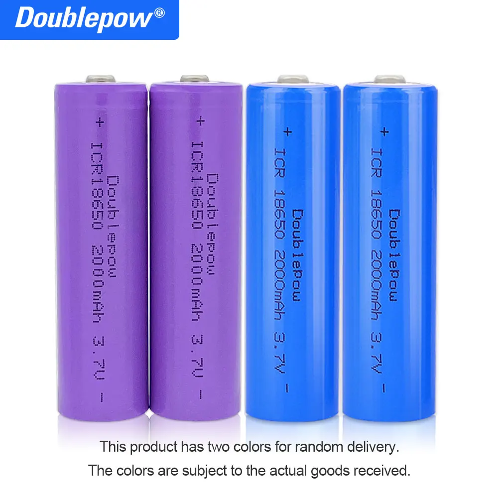 DOUBLEPOW 18650 Battery 3.7V 2000 mAh Lithium Rechargeable Battery For Flashlight Batteries 2000mAh Battery Cell 2PCS