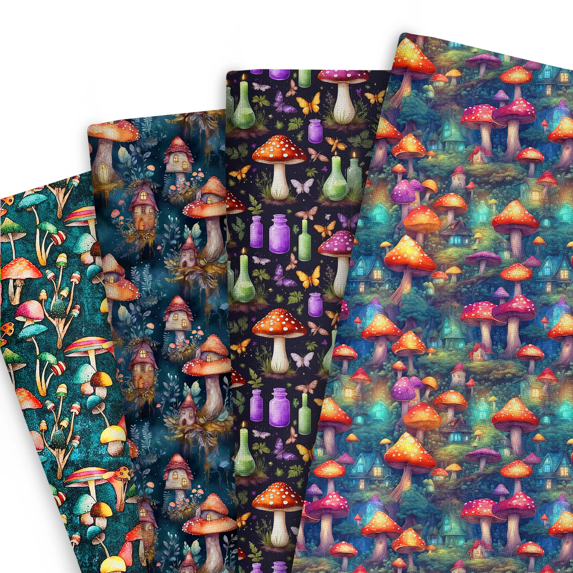 

50*145cm Patchwork Mushroom House Cotton Fabric For Tissue Sewing Quilting Fabrics Needlework Material DIY Handmade,1Yc68830