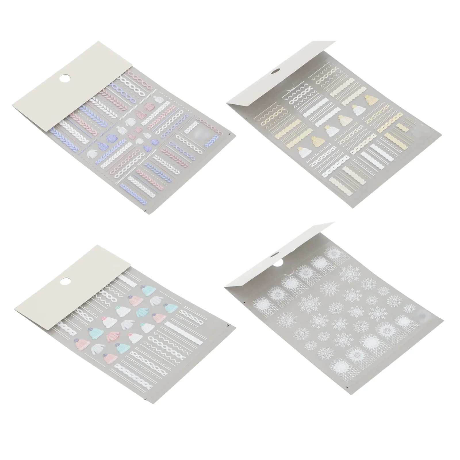 4Sets Xmas Nail Art Stickers Snowflake Sweater Pattern Manicure DIY Decorative Nail Decals Manicure DIY Stickers