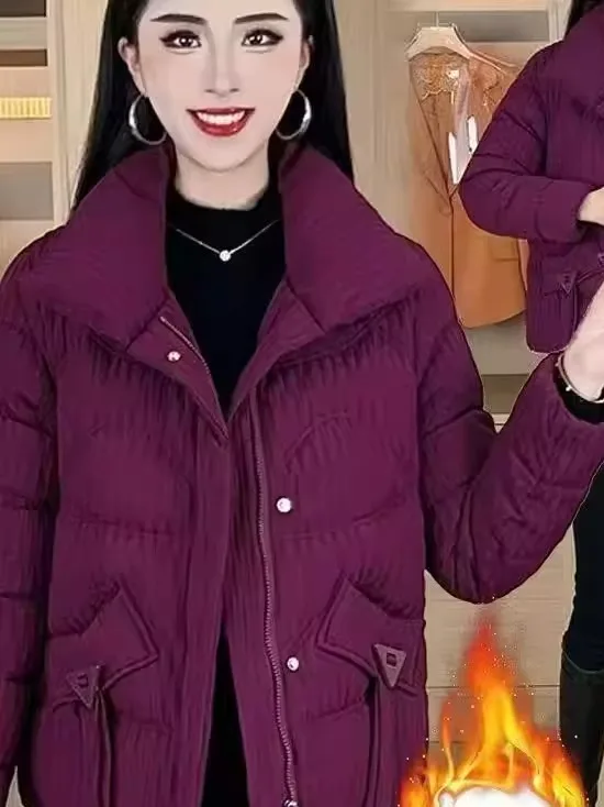 

Новая зимняя женская куртка из хлопка в корейском стиле, свободного кроя, с воротником-стойкой, маленький размер