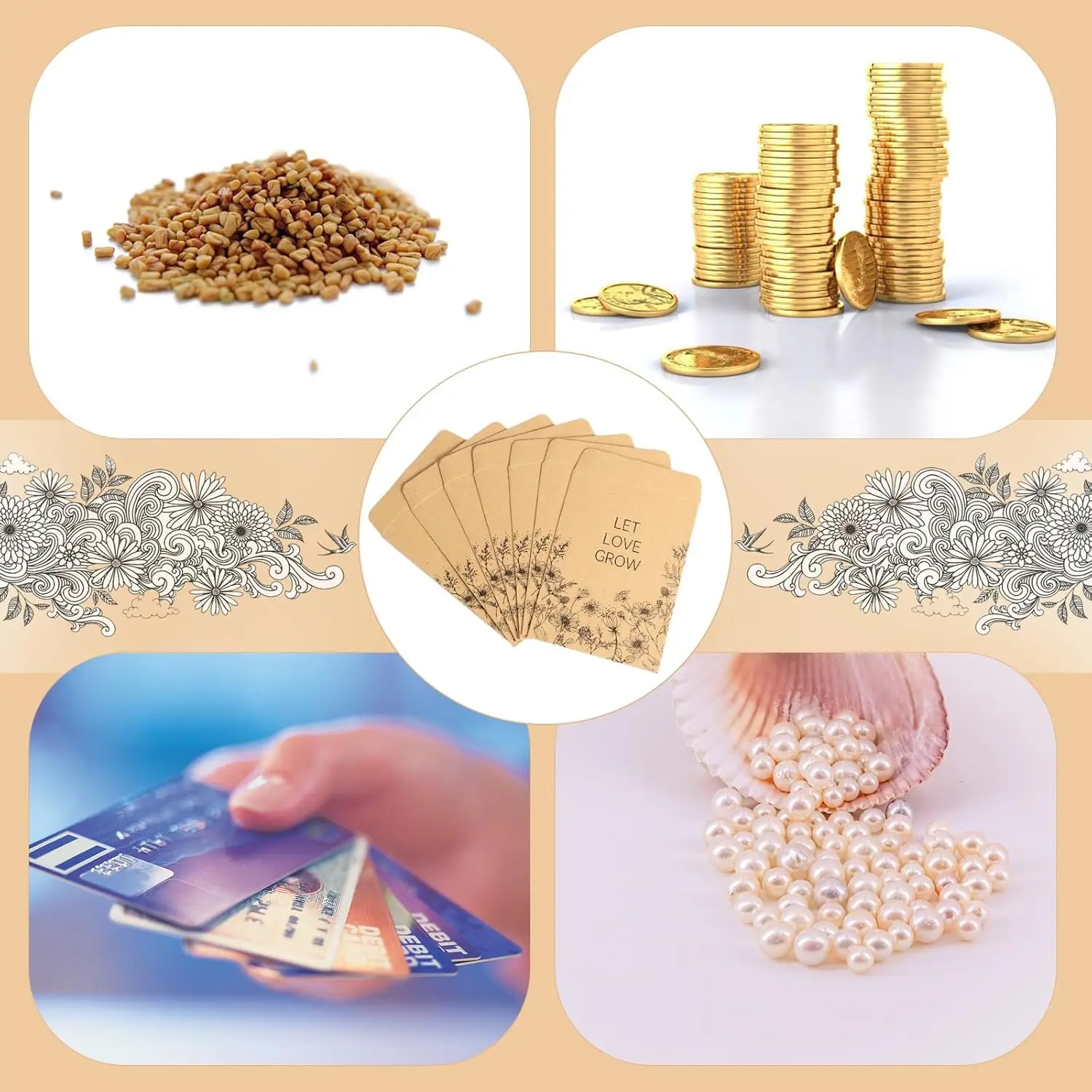 60/120 Pcs Seed Envelopes Bulk 2.36 x 3.15 Inch Seed Packets Envelopes Self Adhesive Small Paper Coin Envelopes Resealable Seed