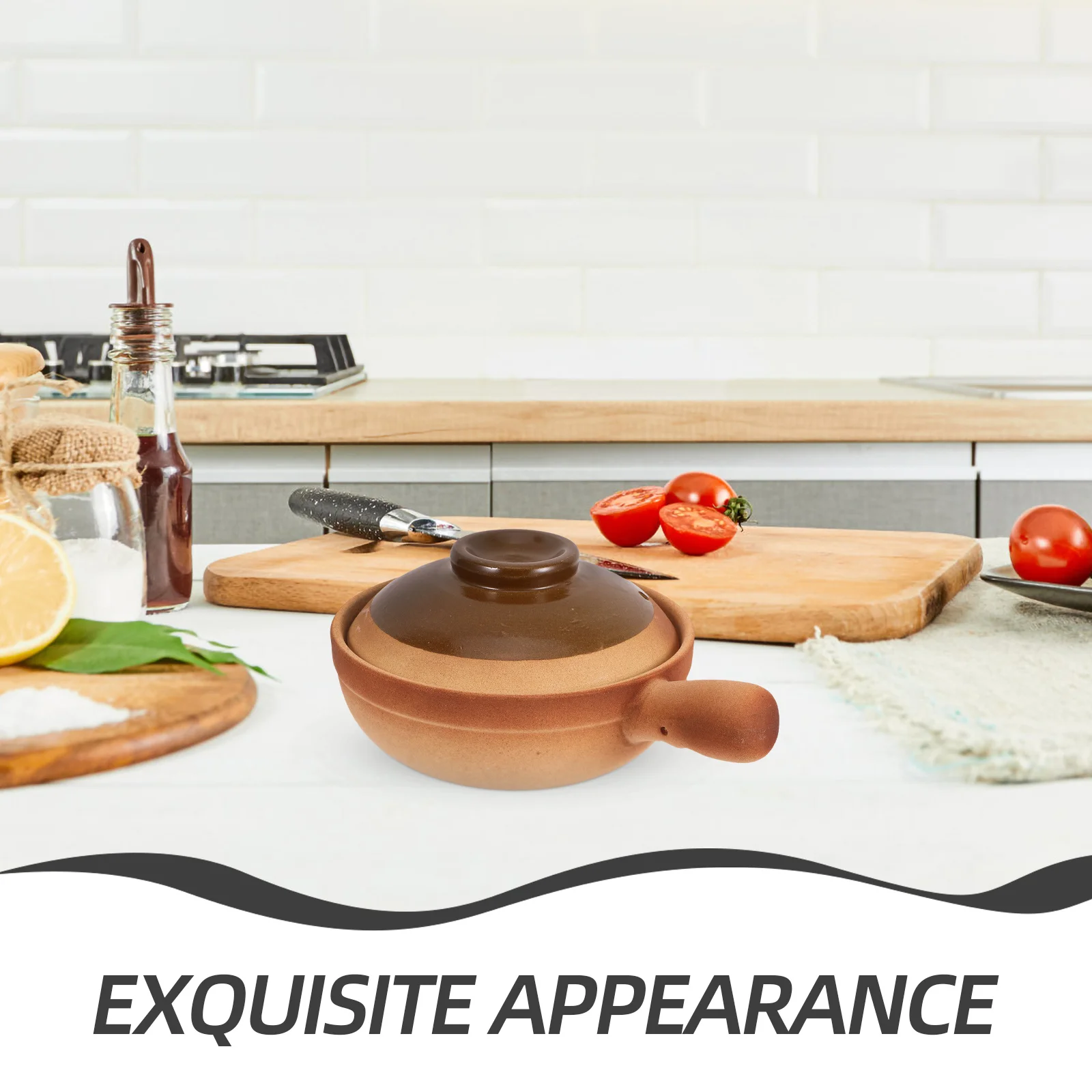 وعاء الطبخ الطيني السيراميك 850 مللي التصميم التقليدي مقبض واحد حساء الأرز عصيدة إناء عميق أدوات المطبخ مقاومة للحرارة #2