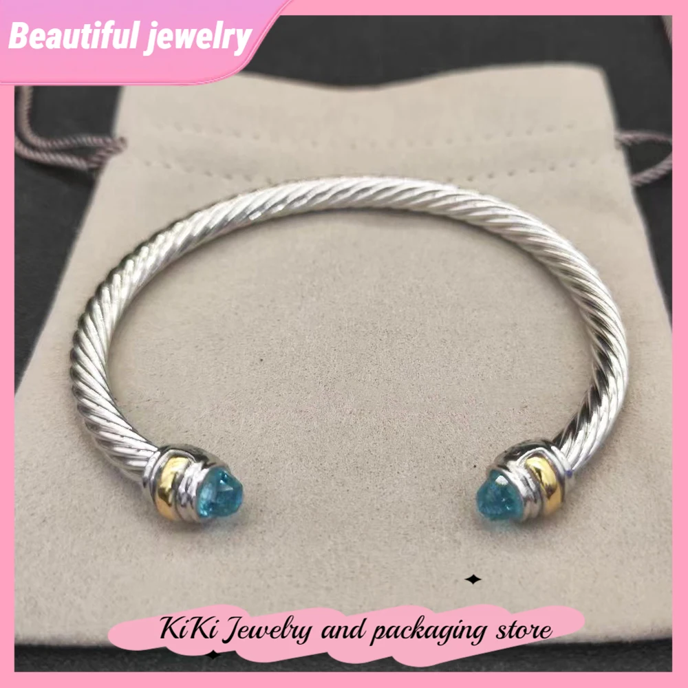 

2026 New Fashionable Open Bracelet, Colored Zircon Elegant Bracelet for Daily Wear