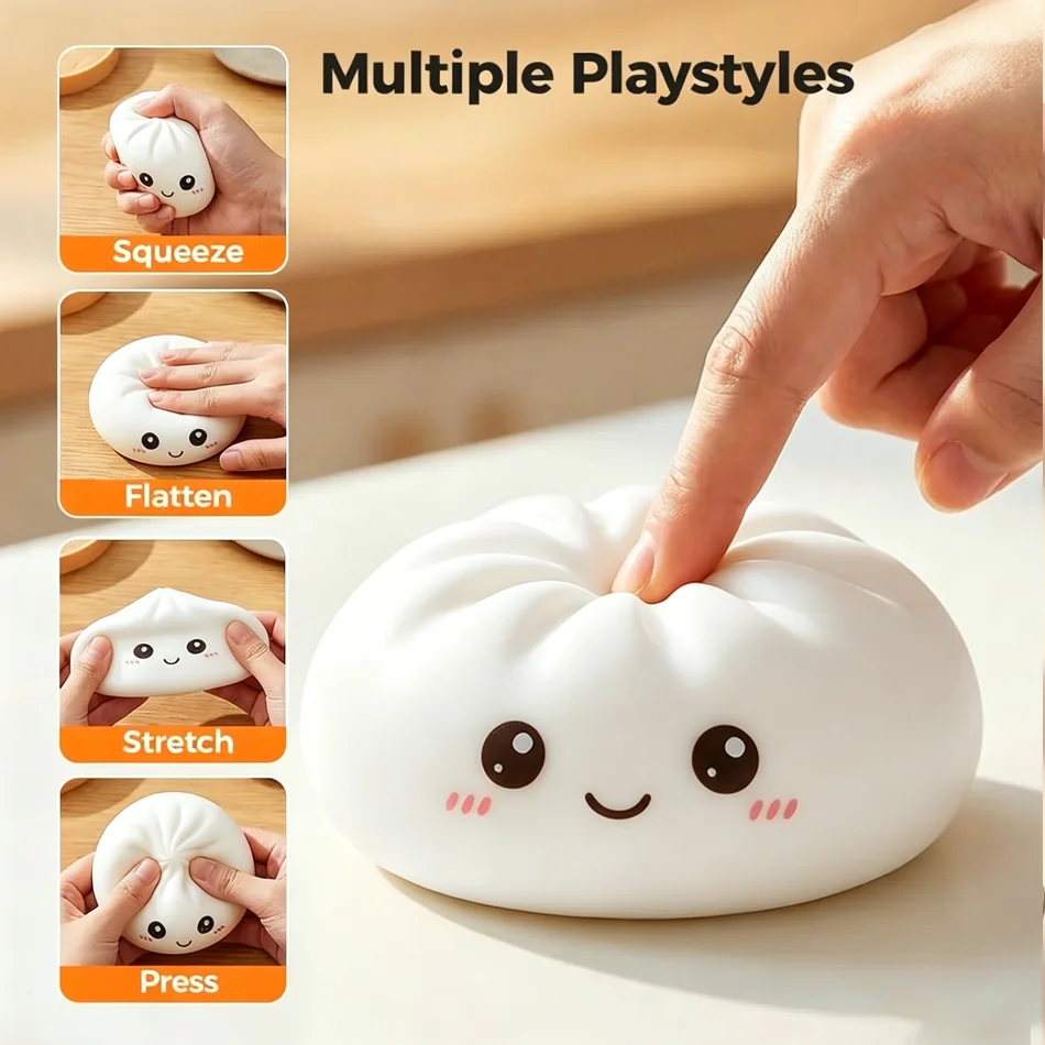 Heiße Dumpling-Squishies: Anti-Stress-Bälle in Dumpling-Form, sensorische Spielzeuge, Lebensmittelsimulation, gedämpfte Pfannkuchen-Squishies als Geschenke
