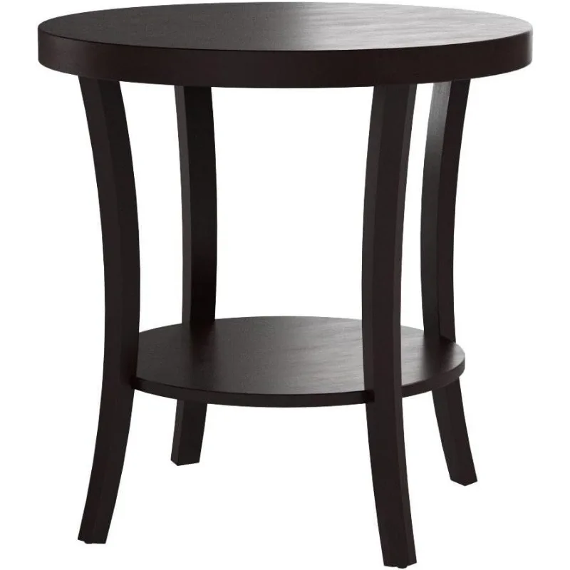 Perth Eigentijdse Ronde Eindtafel Met Plank, Espresso