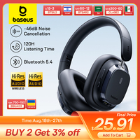 Baseus Bowie 10 Max Wireless Headphones 46dB Hybrid Active Noise Cancellation Earphones Bluetooth 5.4 Hi-Res LHDC 120H Headsets