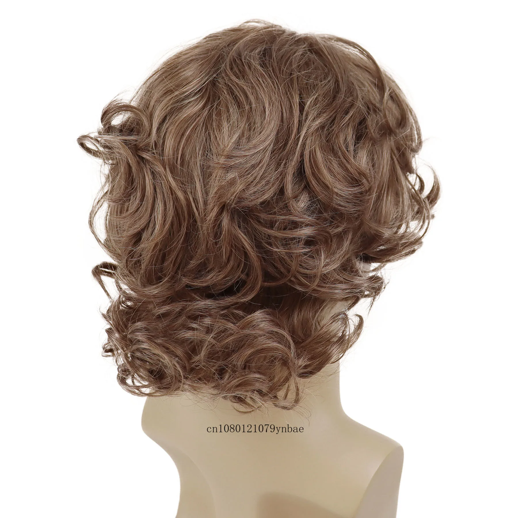 Cosplay Wigs for Men Synthetic Fiber Brown Color Short Curly Wigs Bilbo Baggins Costume Halloween Wigs Carnival Party Copper Wig