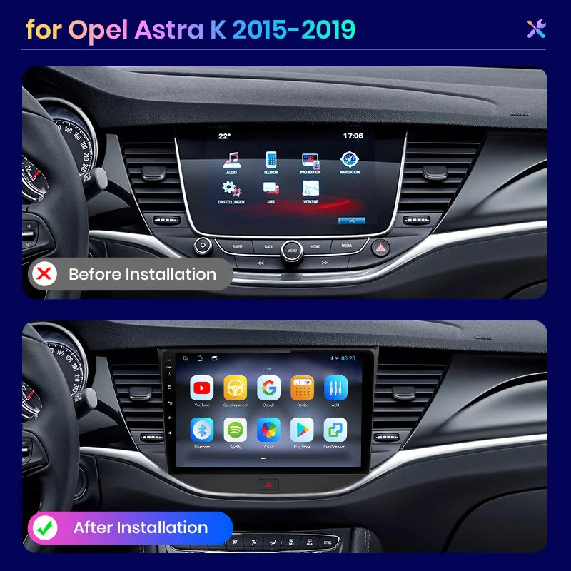 AWESAFE Wireless CarPlay Android Auto Radio For Opel Astra K 2015 2016 2017 - 2019 GPS Navigation Stereo Car Intelligent Systems