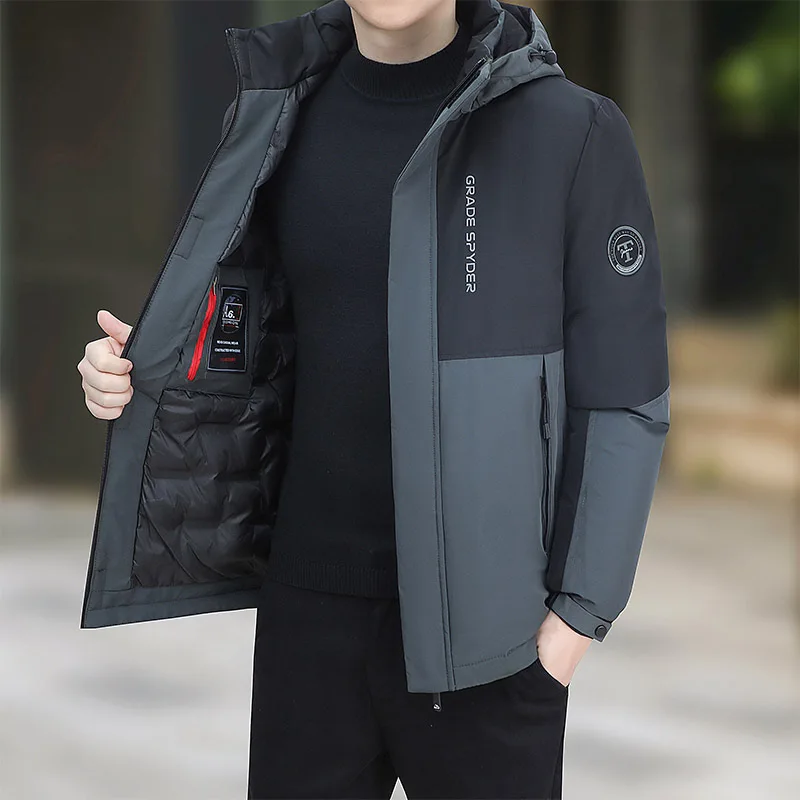 

Men's Thiened Winter Jaet Outdoor Cold-resistant Coat Warm Cotton Padded Dad Winter Outerwear Youthful Busin Sle