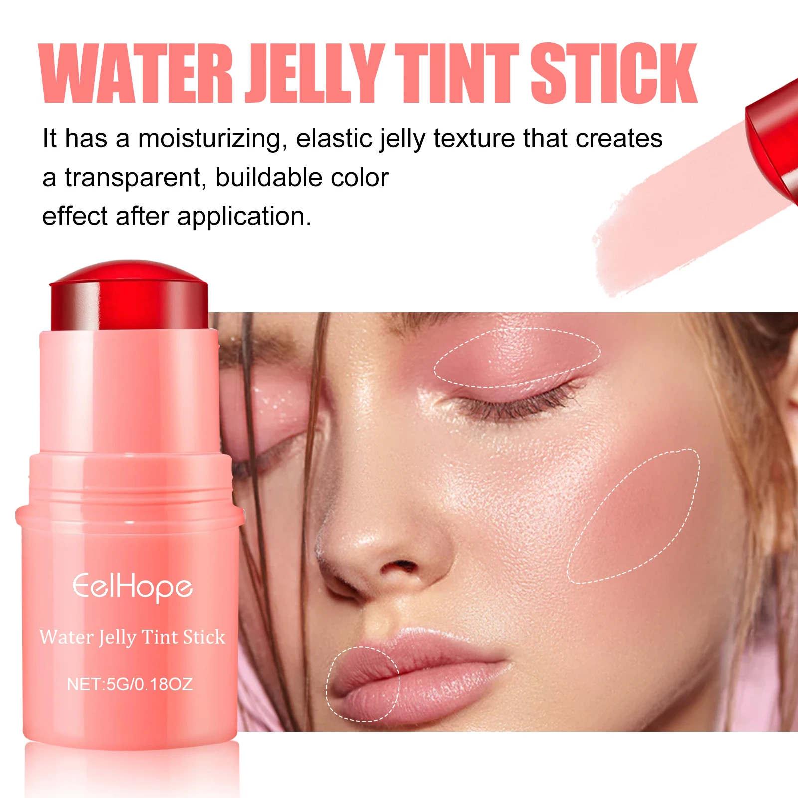 Colorete en polvo de gelatina de leche, colorete en barra hidratante, brillo de larga duración, contorno Facial mate, maquillaje colorete, tinte de labios
