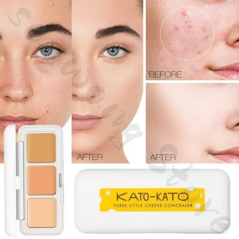 KATO Three-color Concealer Waterproof and Sweat-proof Concealer for Dark Circles and Acne Marks Long-lasting Concealer