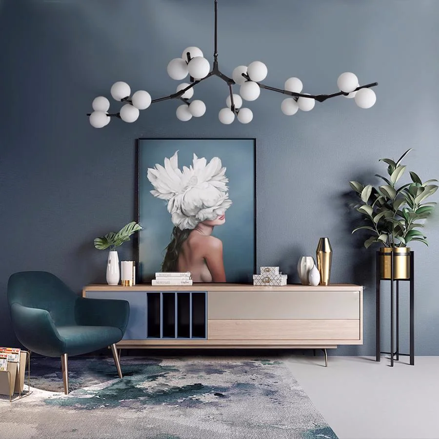 Nordic Creative Magic Bean Molecular Chandelier Modern Simple Living Room Restaurant Pendant Lights Personality Branch Lamp LED