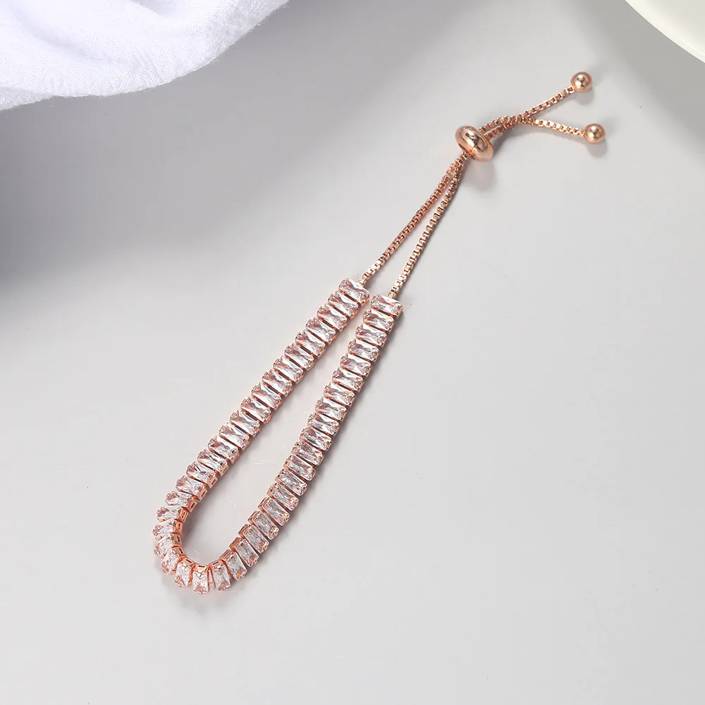 Kpop Women's Bracelet Luxury 2.5*5 Mm Square Multicolor Zircon Bracelets Tennis Chain Wholesale Adjustable Jewelry Female Gifts - view 4