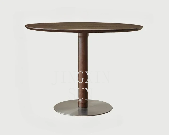 Retro French solid wood round dining table and chairs small apartment living room home dining table negotiation desk workbench