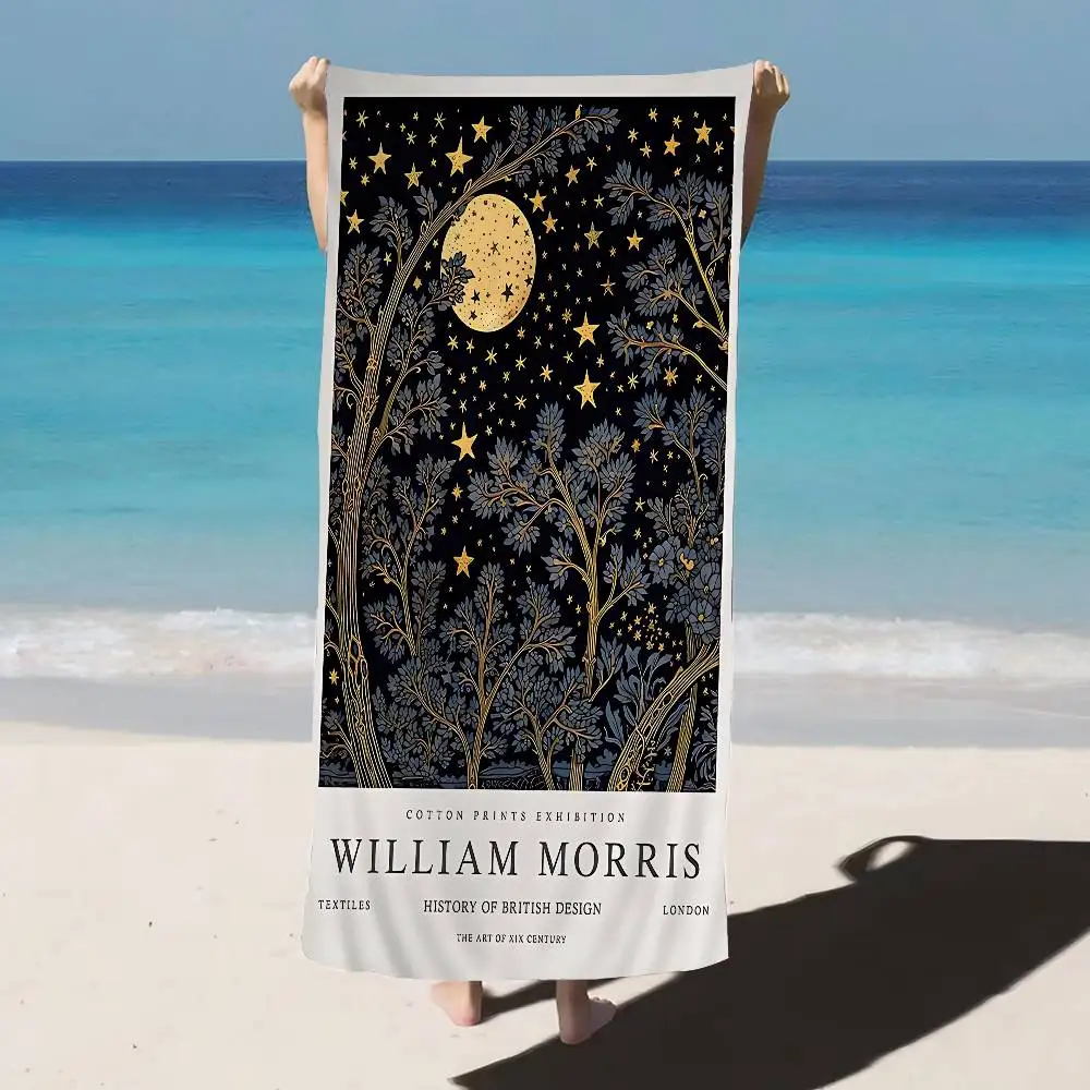 Neutral William Morris Microfiber Printed Beach Towel Mountain Climbing Yoga Beach Swimming Running Absorbent Soft Towel