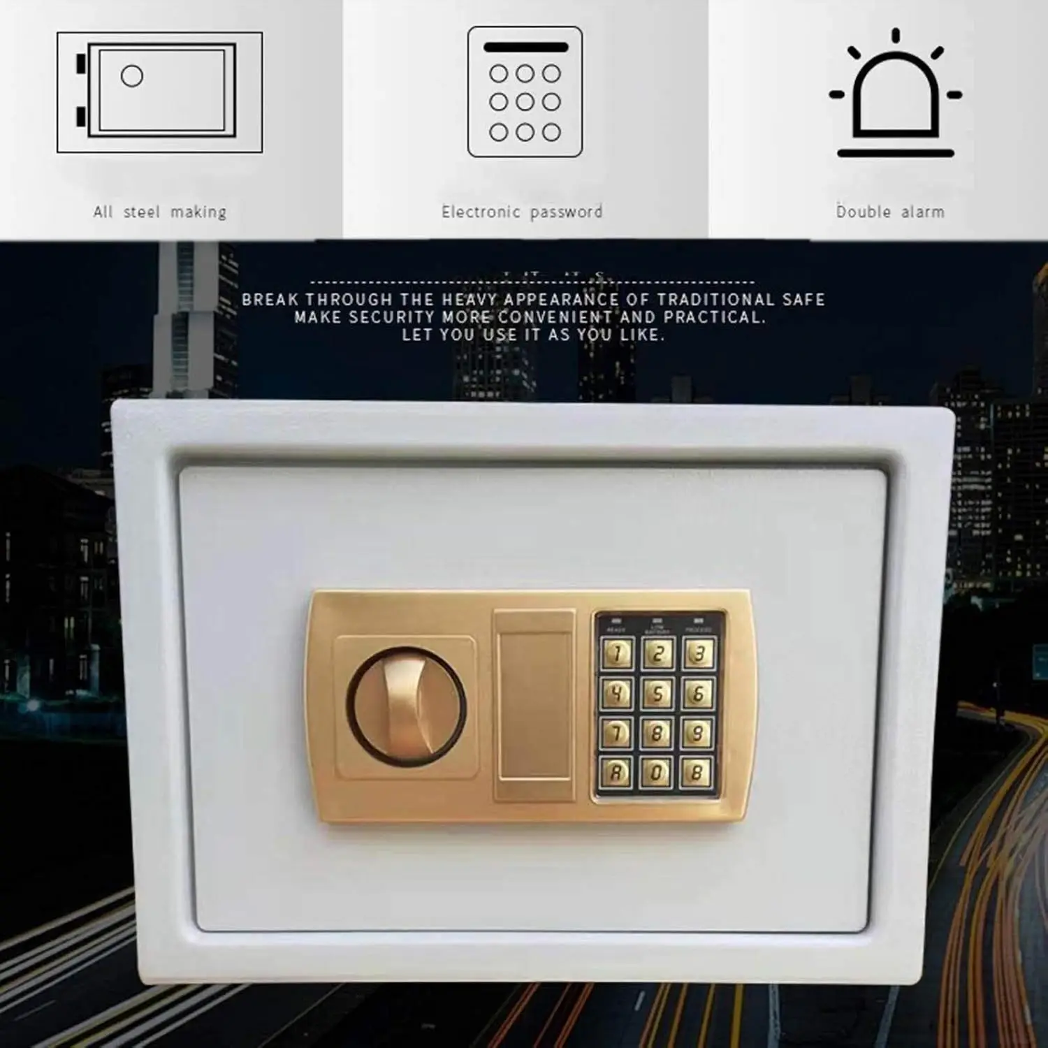 جدار أمان إلكتروني رقمي احترافي من الفولاذ آمن لخزانة المكاتب المنزلية