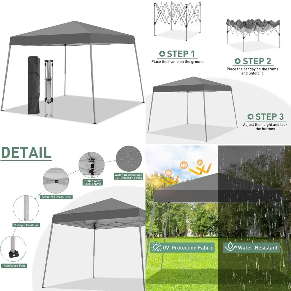 

Портативная уличная палатка с навесом 8x8, выдвижная беседка для мероприятий, вечеринок, кемпинга, серая, прочное решение для укрытия