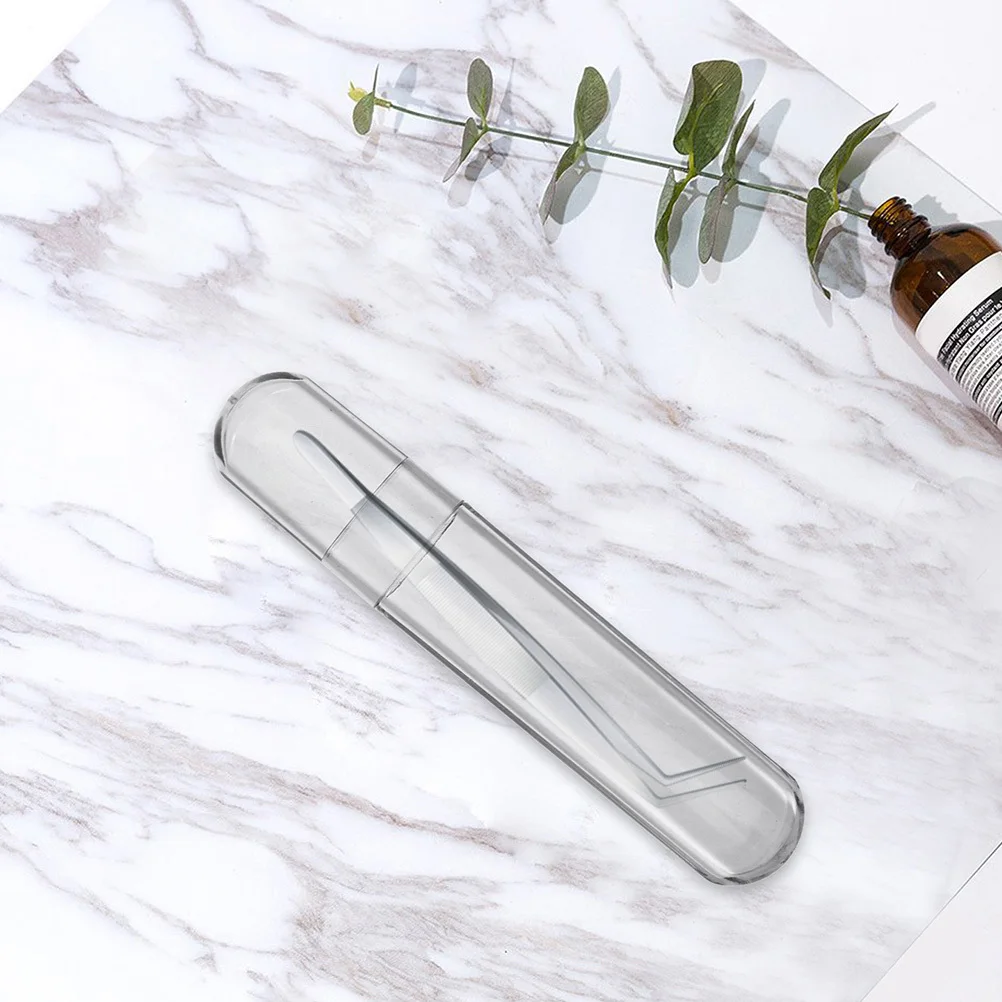 2 個の透明なプラスチックチューブ容器メイクアップツール収納用透明オーガナイザーまつげエクステンションピンセットブラシホーム